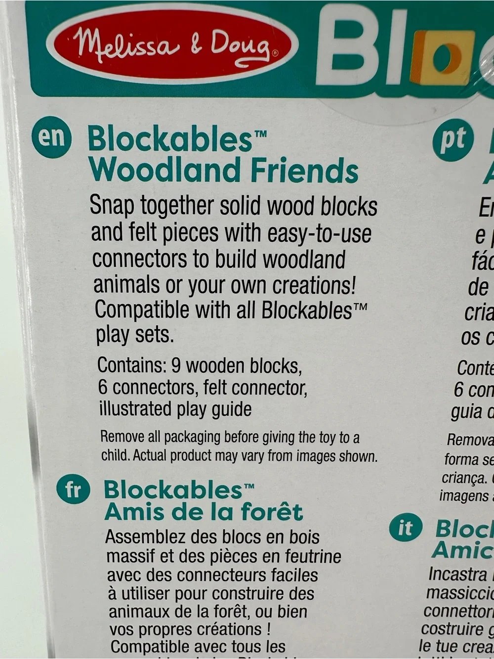 Melissa Doug Blockables Woodland Animal Wooden Snap Mix Match Congitive Physical